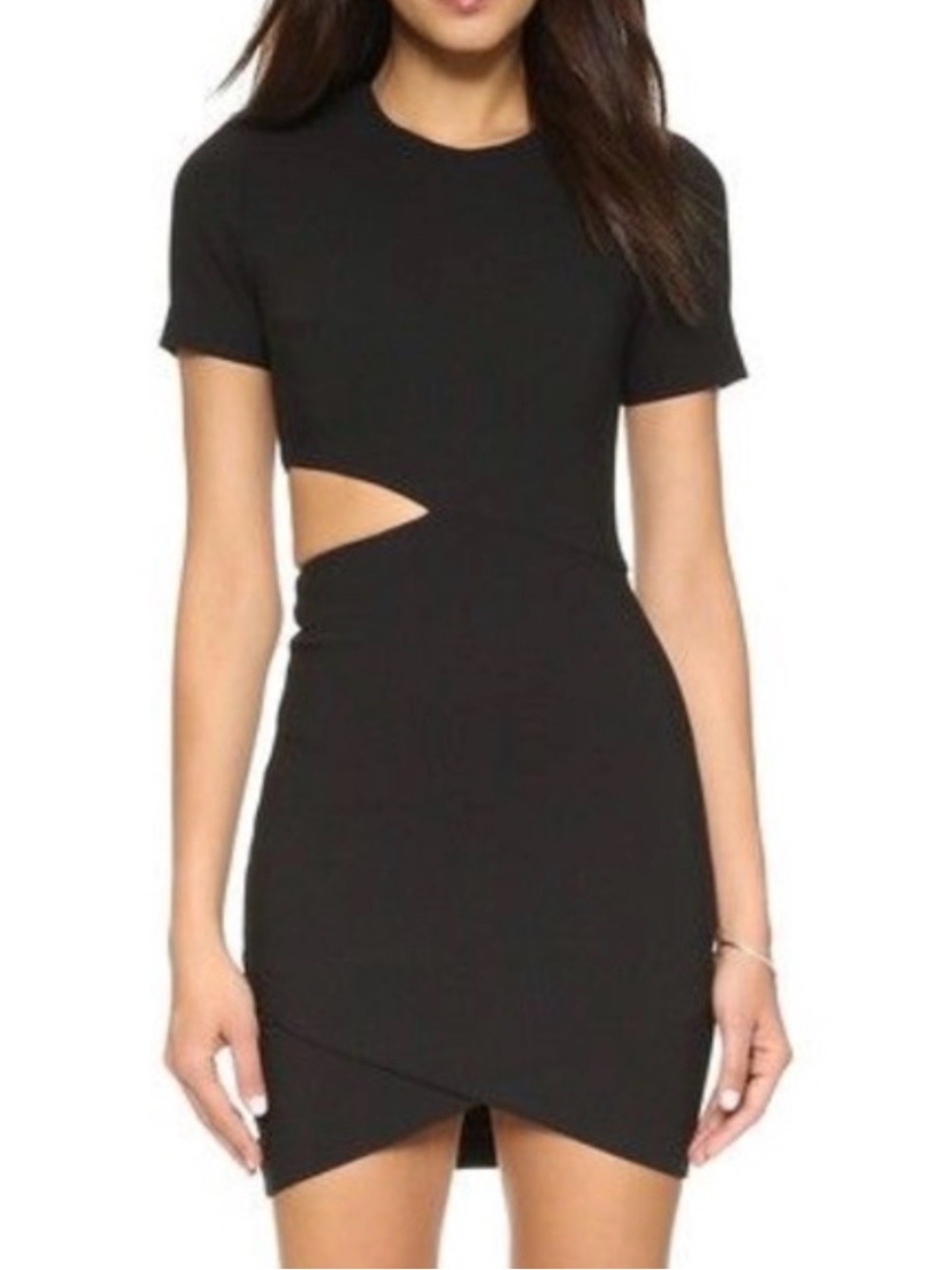 Elizabeth and James Little Black Dress Black Short Sleeve Cutout Mini Dress SZ 2